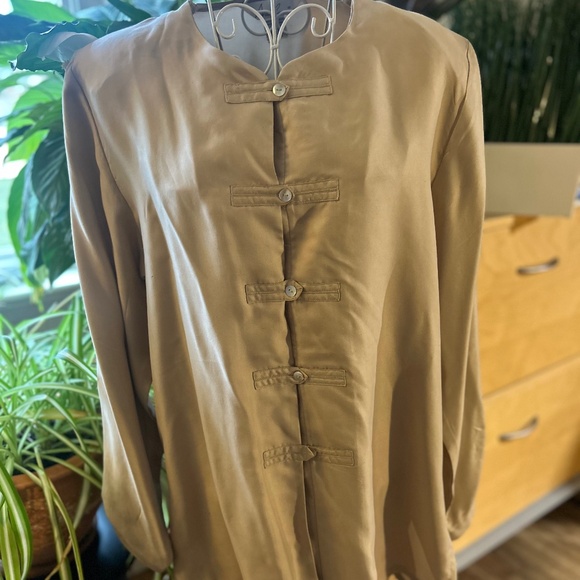 Anne Carson vintage 1990’s tan silk tunic - Picture 1 of 5